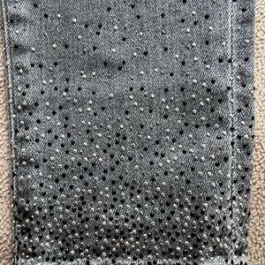 7 For All Mankind Gray Skinny Jeans with Embellished Hem